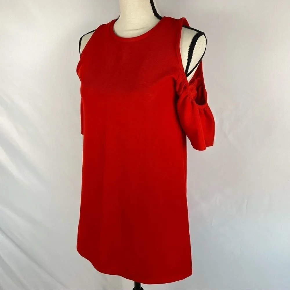 Zara Red Open Shoulder Dress - Picture 3 of 4